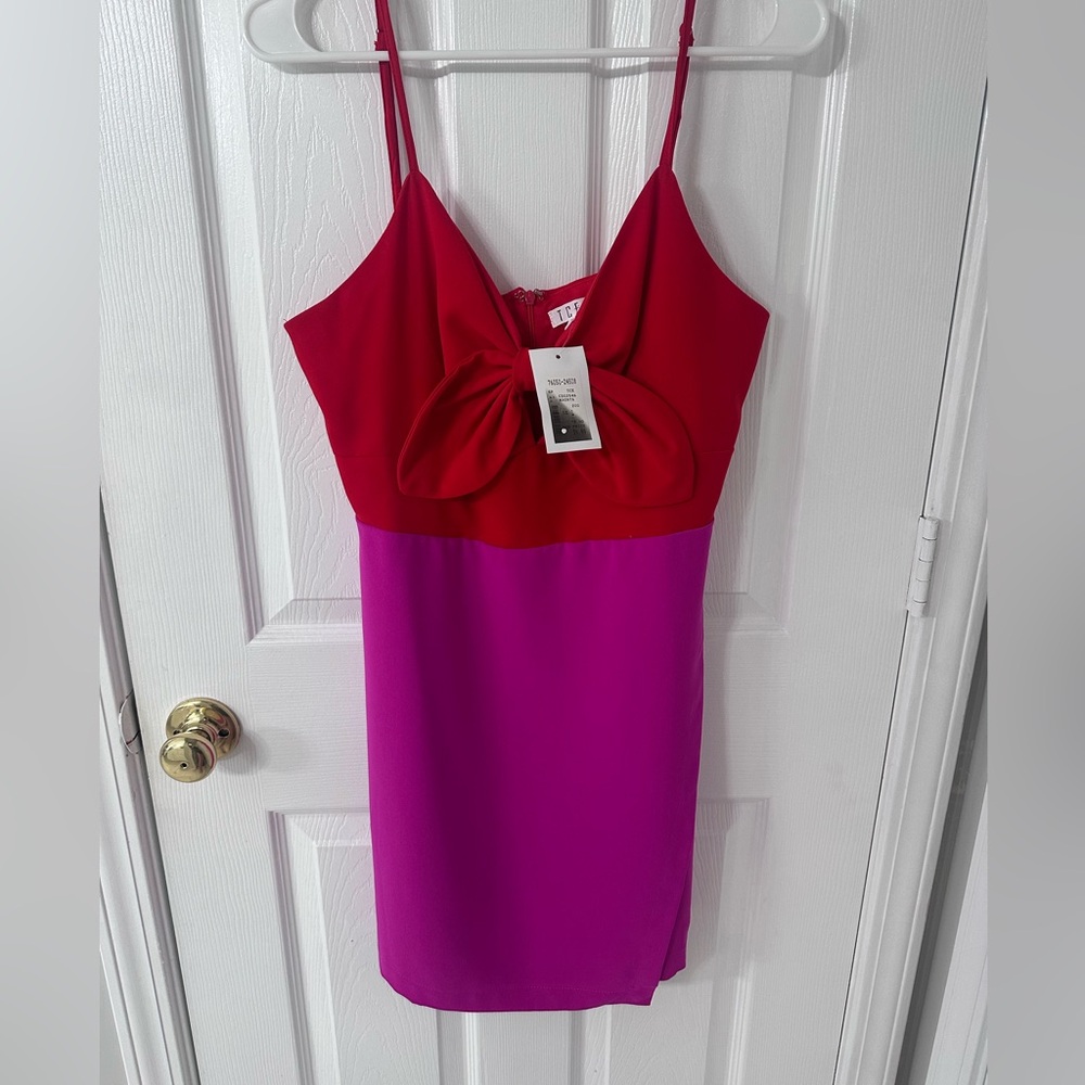 Pink and Red Bow Dress - L